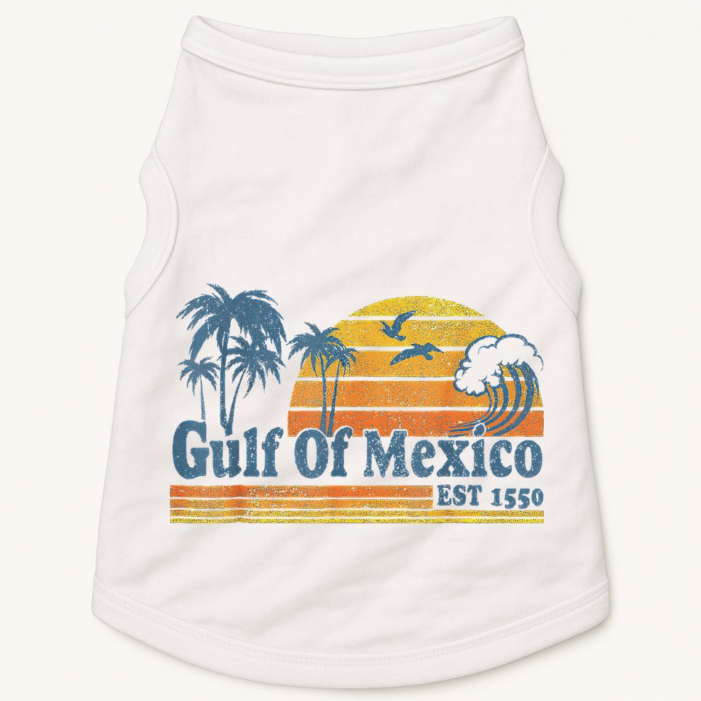 Gulf Of Mexico Est 1550 Retro Vintage Beach Gulf Of Mexico Doggie Tank