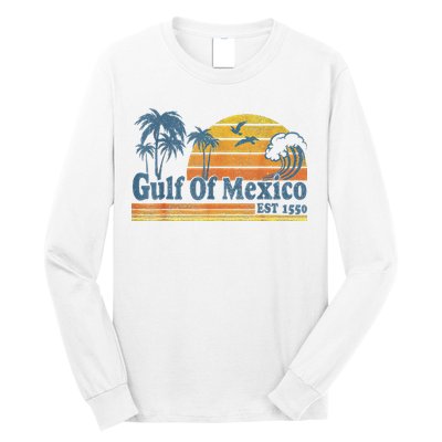 Gulf Of Mexico Est 1550 Retro Vintage Beach Gulf Of Mexico Long Sleeve Shirt