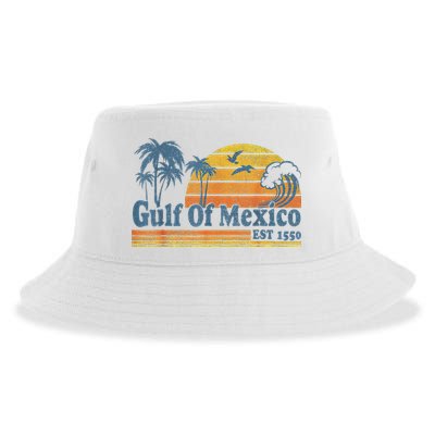 Gulf Of Mexico Est 1550 Retro Vintage Beach Gulf Of Mexico Sustainable Bucket Hat