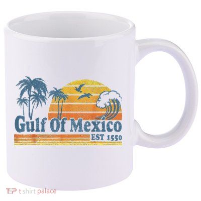 Gulf Of Mexico Est 1550 Retro Vintage Beach Gulf Of Mexico 11oz C Handle Ceramic Mug