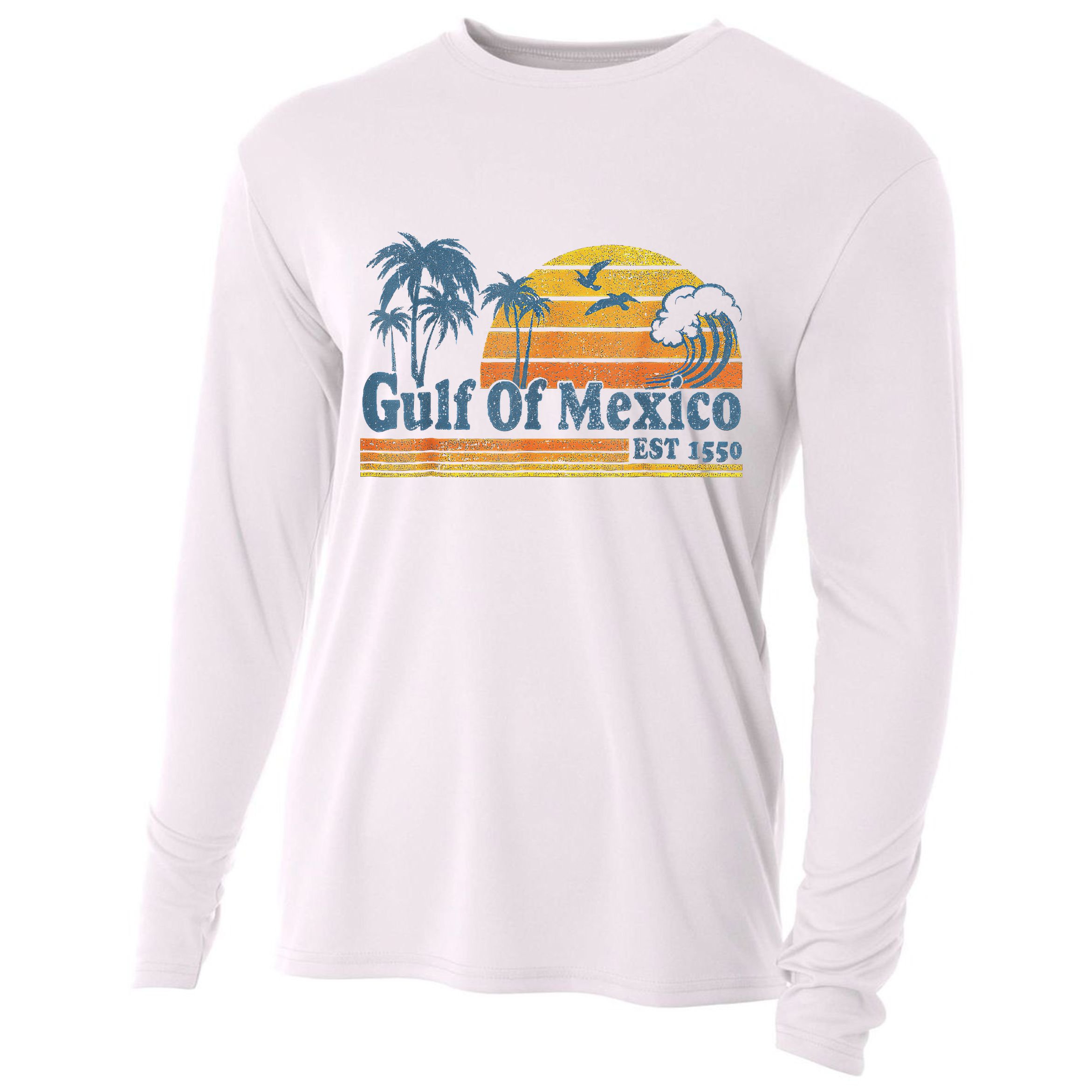 Gulf Of Mexico Est 1550 Retro Vintage Beach Gulf Of Mexico Cooling Performance Long Sleeve Crew