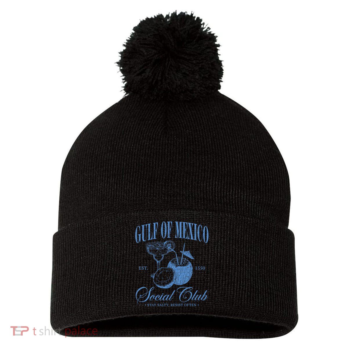 Gulf Of Mexico Vintage Gulf Of Mexico Social Club Est 1550 Pom Pom 12in Knit Beanie