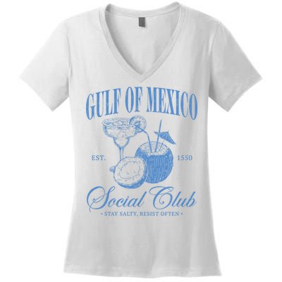 Gulf Of Mexico Vintage Gulf Of Mexico Social Club Est 1550 Women's V-Neck T-Shirt