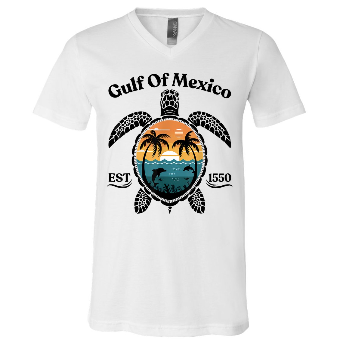 Gulf Of Mexico Turtle Est 1550 Gulf Of Mexico V-Neck T-Shirt