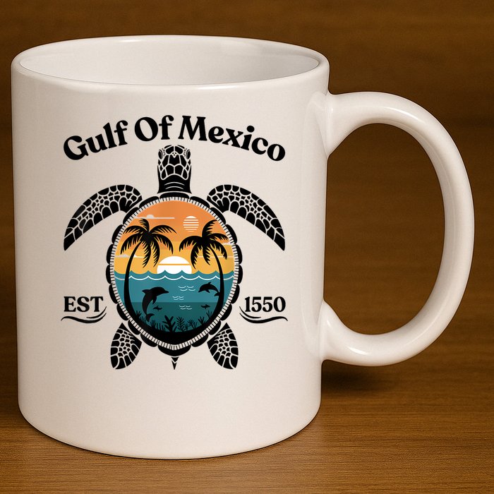 Gulf Of Mexico Turtle Est 1550 Gulf Of Mexico 11oz C Handle Ceramic Mug