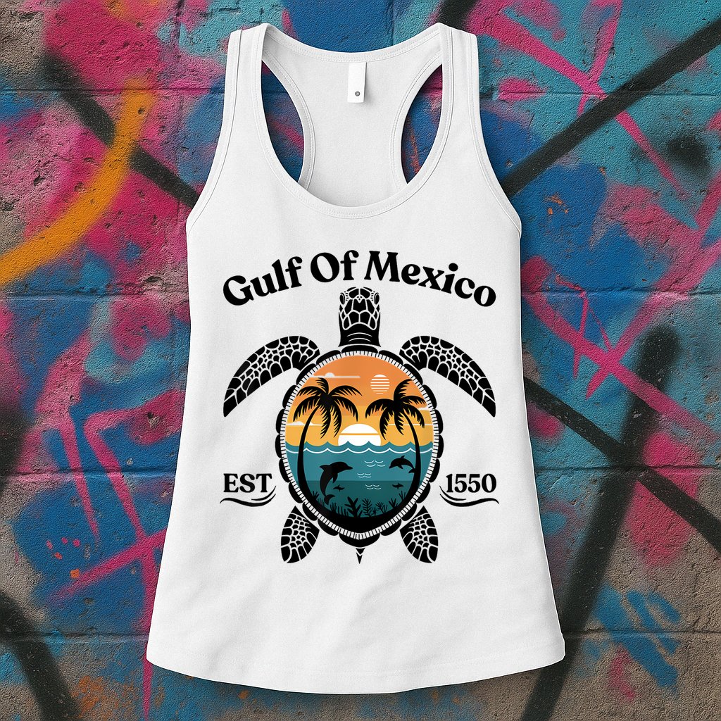 Gulf Of Mexico Turtle Est 1550 Gulf Of Mexico Womens Tank Top