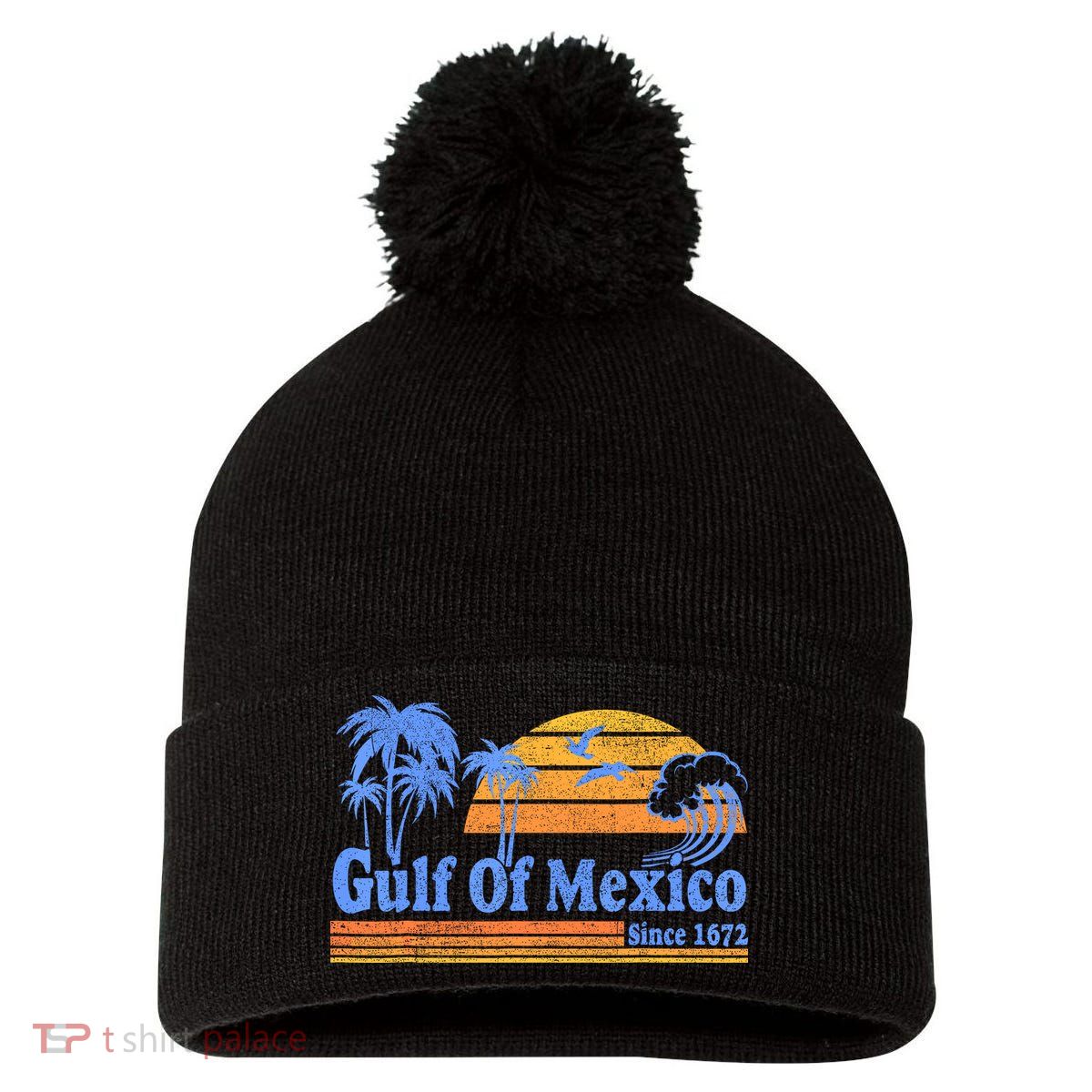 Gulf Of Mexico Since 1672 Retro Vintage Beach Pom Pom 12in Knit Beanie