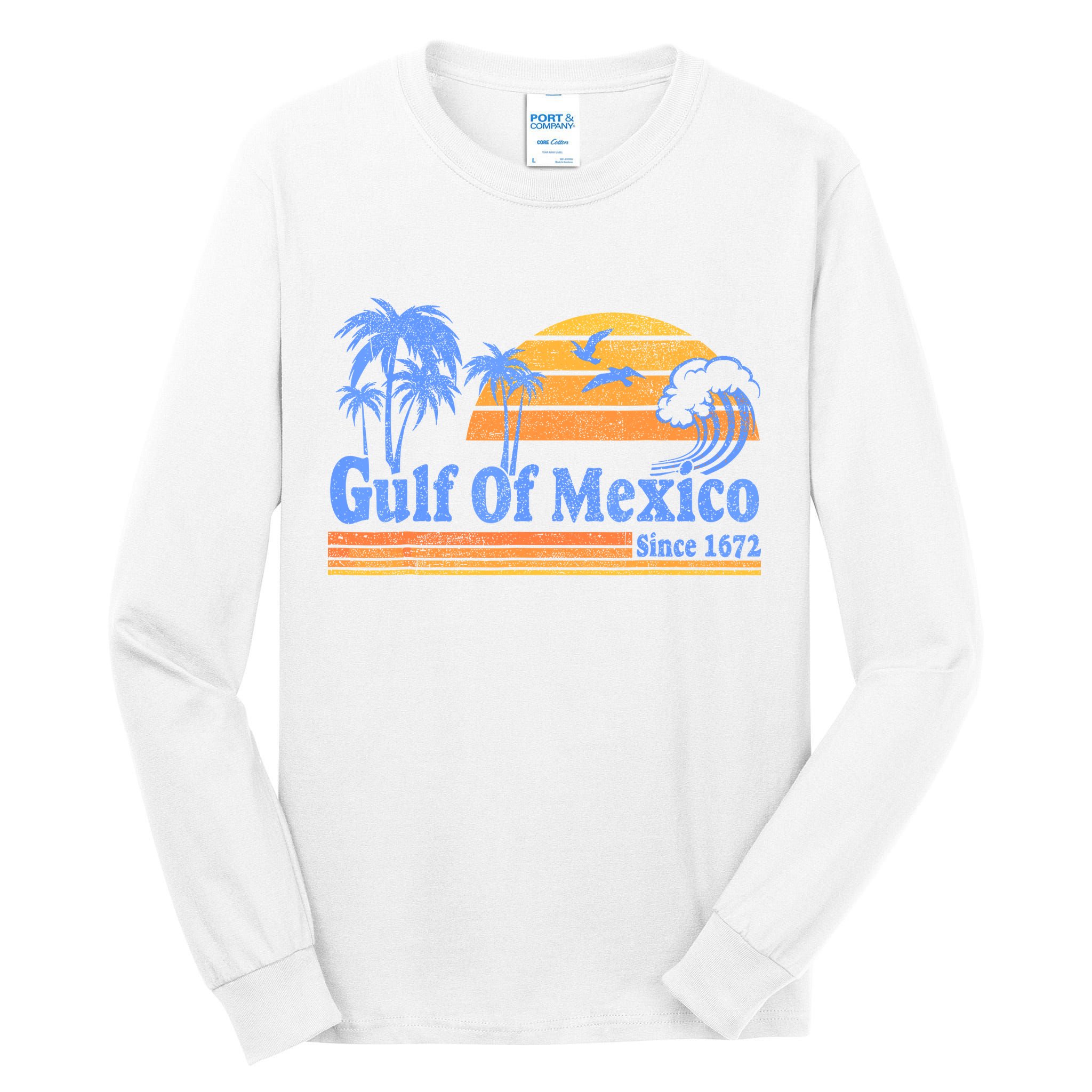 Gulf Of Mexico Since 1672 Retro Vintage Beach Tall Long Sleeve T-Shirt