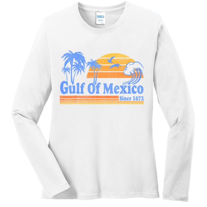 Gulf Of Mexico Since 1672 Retro Vintage Beach Ladies Long Sleeve Shirt