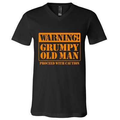 Grumpy Old Man For Grandfathers Dads Fathers Day V-Neck T-Shirt