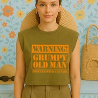 Grumpy Old Man For Grandfathers Dads Fathers Day Garment-Dyed Women's Muscle Tee