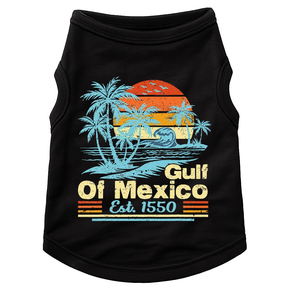 Gulf Of Mexico Forever Retro Vintage Beach Gulf Est 1550 .Png Doggie Tank