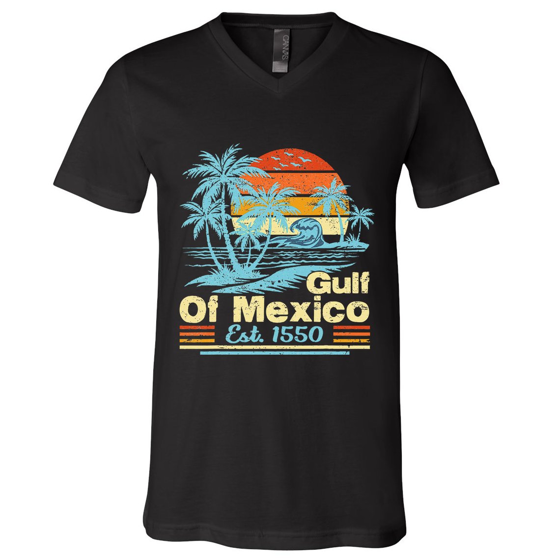 Gulf Of Mexico Forever Retro Vintage Beach Gulf Est 1550 .Png V-Neck T-Shirt