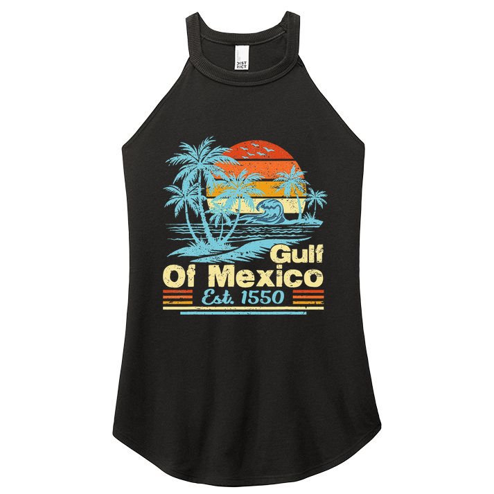 Gulf Of Mexico Forever Retro Vintage Beach Gulf Est 1550 .Png Women's Perfect Tri Rocker Tank