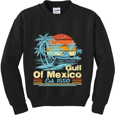 Gulf Of Mexico Forever Retro Vintage Beach Gulf Est 1550 .Png Kids Sweatshirt