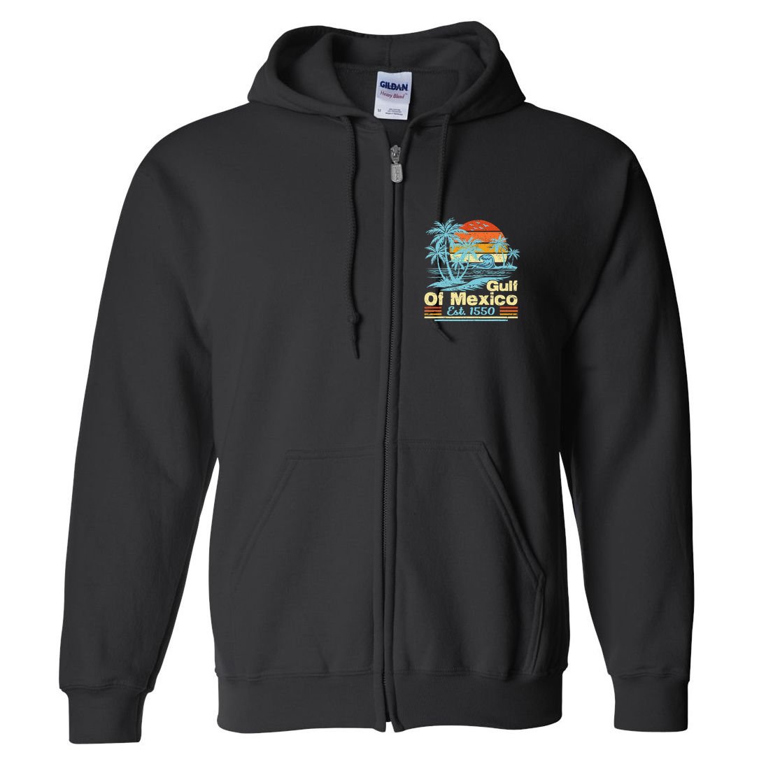 Gulf Of Mexico Forever Retro Vintage Beach Gulf Est 1550 .Png Full Zip Hoodie