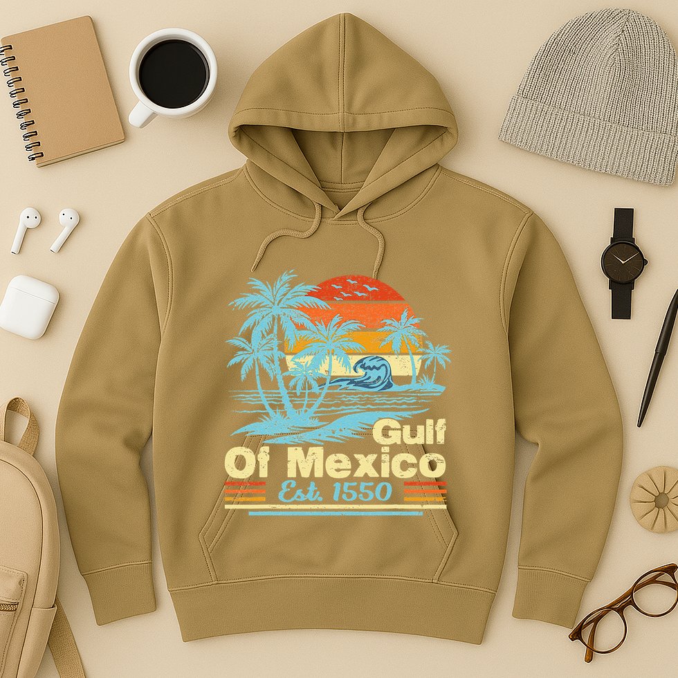 Gulf Of Mexico Forever Retro Vintage Beach Gulf Est 1550 .Png Hoodie