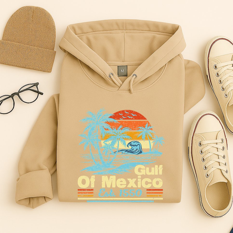Gulf Of Mexico Forever Retro Vintage Beach Gulf Est 1550 .Png Hoodie