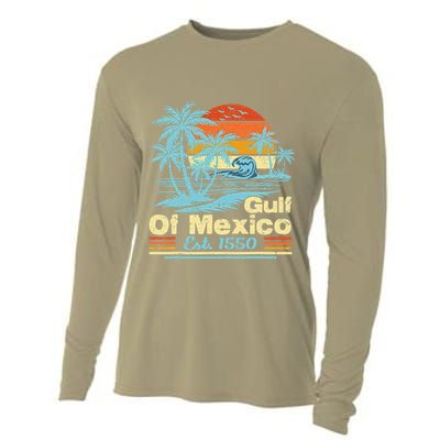 Gulf Of Mexico Forever Retro Vintage Beach Gulf Est 1550 .Png Cooling Performance Long Sleeve Crew