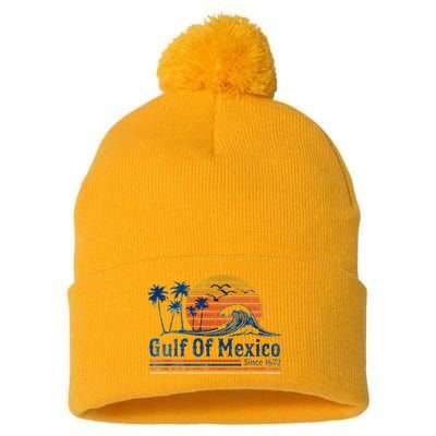 Gulf Of Mexico Since 1672 Retro Vintage Beach Pom Pom 12in Knit Beanie