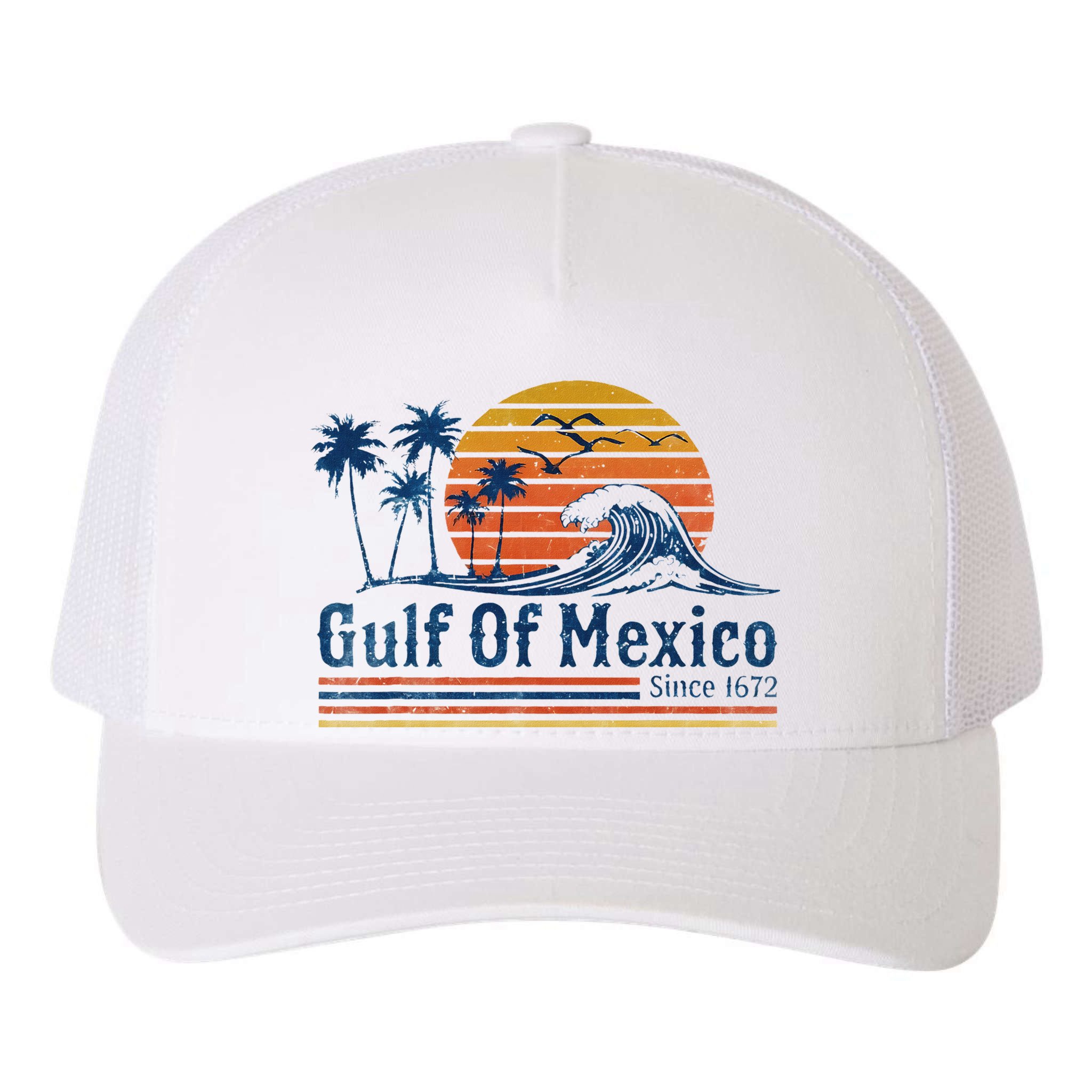 Gulf Of Mexico Since 1672 Retro Vintage Beach Yupoong Adult 5-Panel Trucker Hat