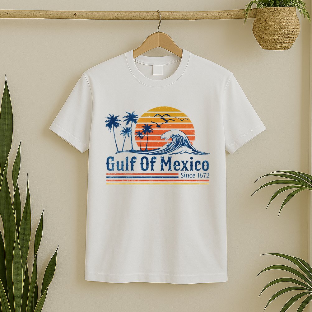 Gulf Of Mexico Since 1672 Retro Vintage Beach T-Shirt