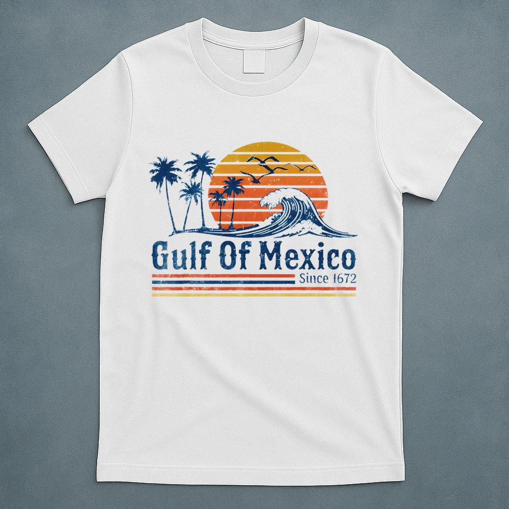 Gulf Of Mexico Since 1672 Retro Vintage Beach T-Shirt