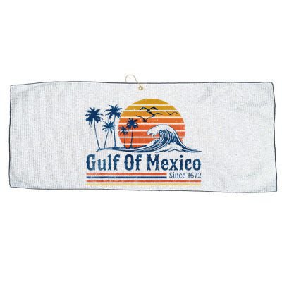 Gulf Of Mexico Since 1672 Retro Vintage Beach Large Microfiber Waffle Golf Towel