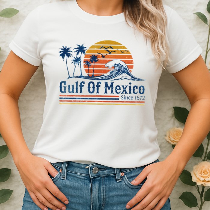 Gulf Of Mexico Since 1672 Retro Vintage Beach Womens T-Shirt