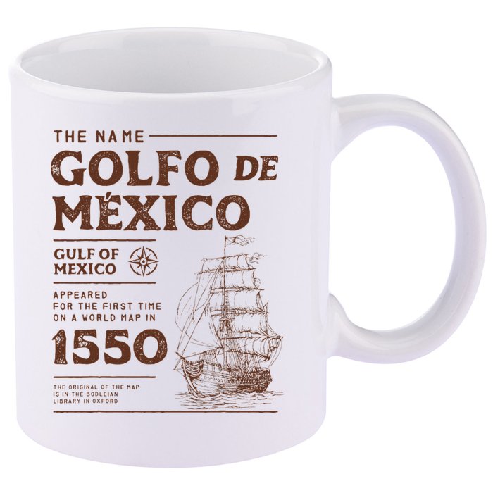 Gulf Of Mexico Name Origin 1550 11oz C Handle Ceramic Mug