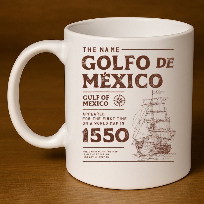 Gulf Of Mexico Name Origin 1550 11oz C Handle Ceramic Mug