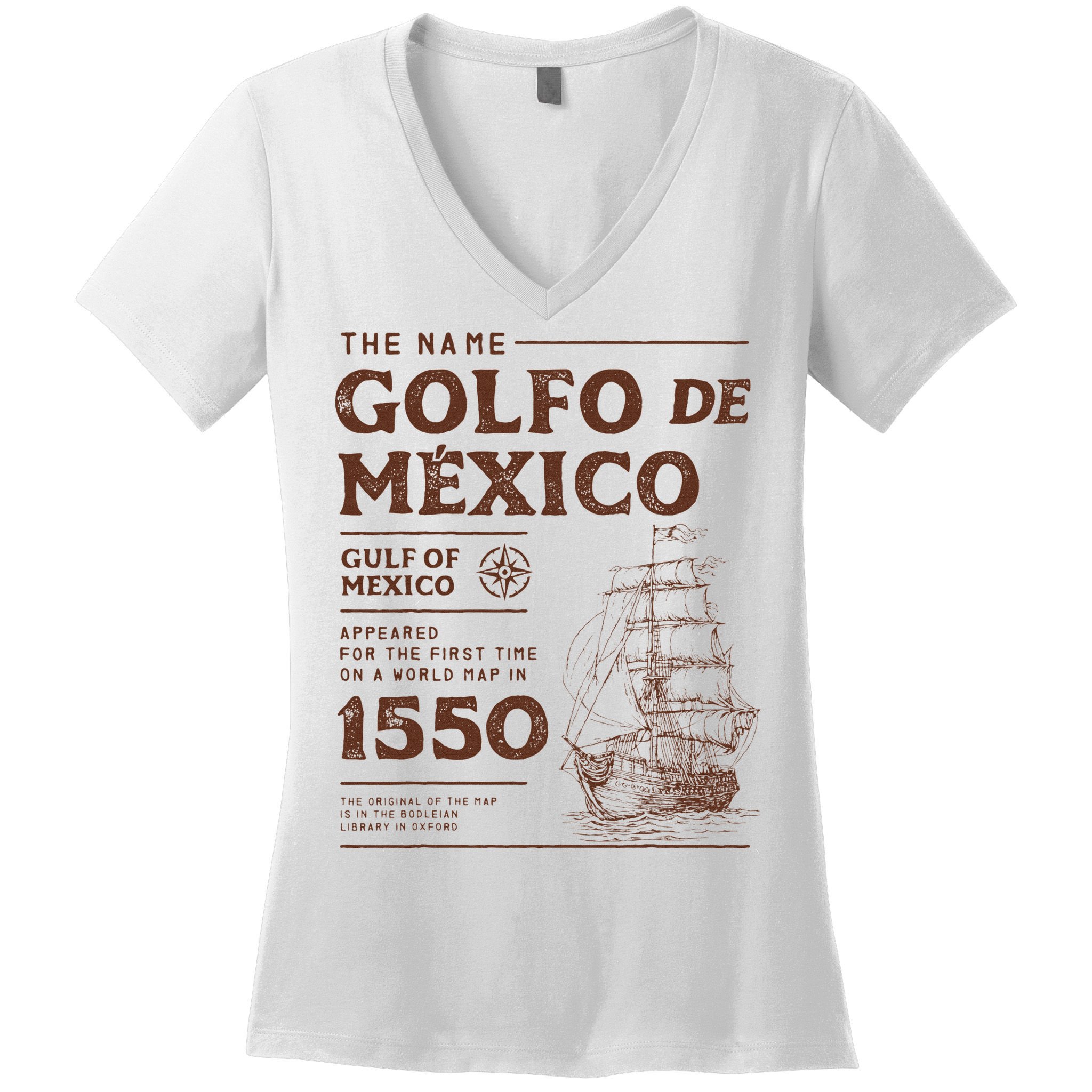 Gulf Of Mexico Name Origin 1550 Women's V-Neck T-Shirt