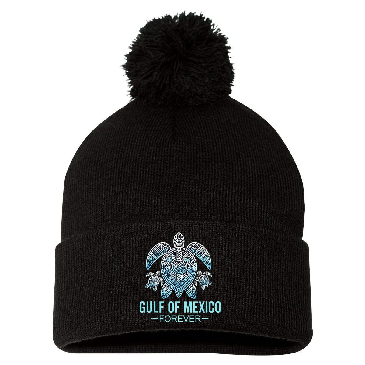 Gulf Of Mexico Forever Mexican Souvenir Mexican Gulf Pom Pom 12in Knit Beanie
