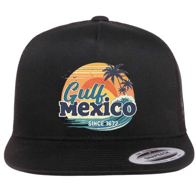 Gulf Of Mexico Since 1672 Retro Vintage Beach Sunset Flatbill Hat