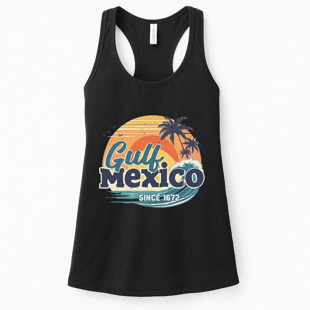 Gulf Of Mexico Since 1672 Retro Vintage Beach Sunset Womens Tank Top
