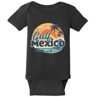 Gulf Of Mexico Since 1672 Retro Vintage Beach Sunset Baby Bodysuit