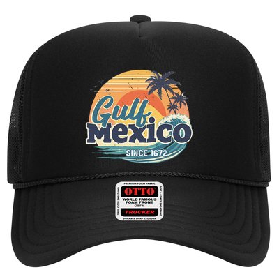 Gulf Of Mexico Since 1672 Retro Vintage Beach Sunset Trucker Hat