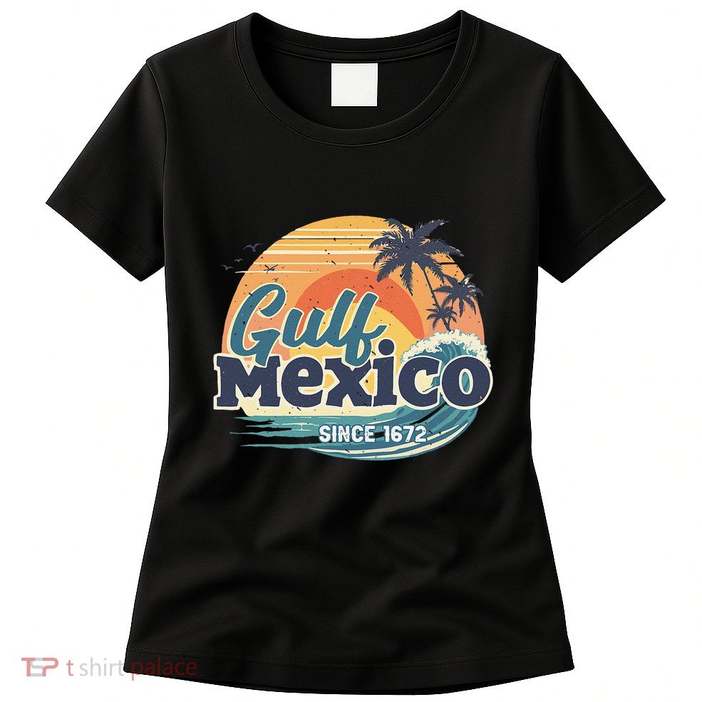 Gulf Of Mexico Since 1672 Retro Vintage Beach Sunset Womens T-Shirt
