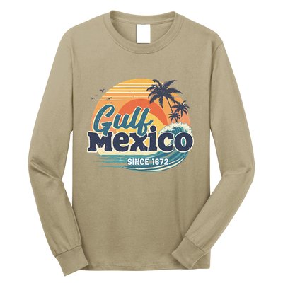 Gulf Of Mexico Since 1672 Retro Vintage Beach Sunset Long Sleeve Shirt