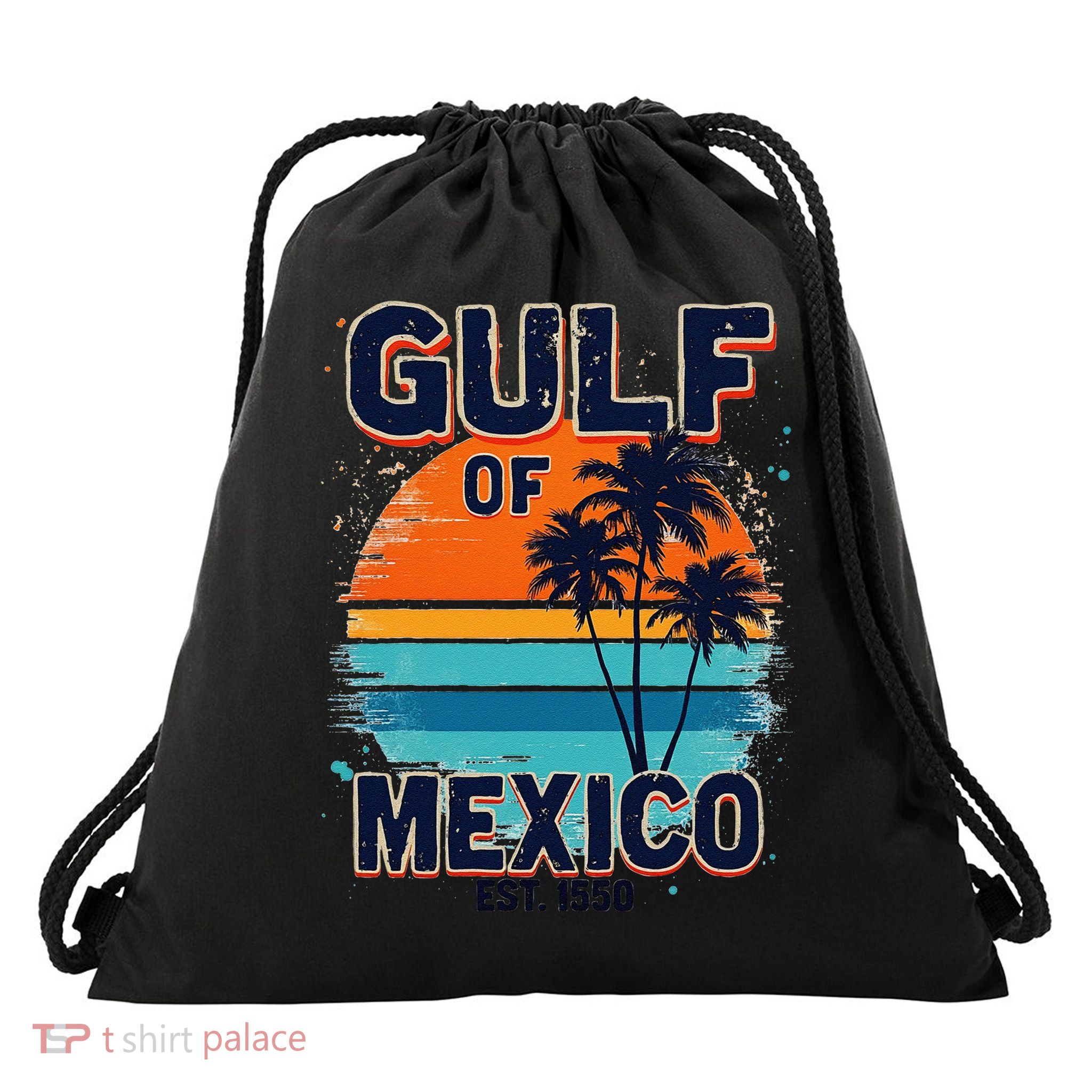 Gulf Of Mexico Since 1550 Retro Beach Drawstring Bag