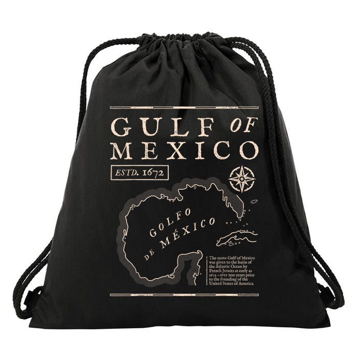 Gulf Of Mexico 1672 Historic Map Drawstring Bag