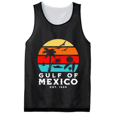 Gulf Of Mexico Est 1550 Retro Vintage Beach 2025 Vacation Mesh Reversible Basketball Jersey Tank
