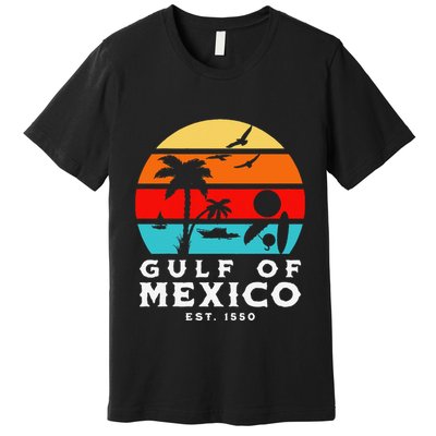 Gulf Of Mexico Est 1550 Retro Vintage Beach 2025 Vacation Premium T-Shirt