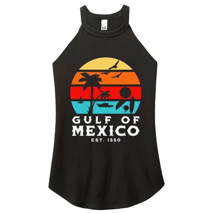 Gulf Of Mexico Est 1550 Retro Vintage Beach 2025 Vacation Women's Perfect Tri Rocker Tank