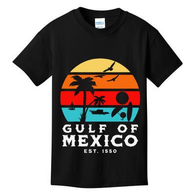 Gulf Of Mexico Est 1550 Retro Vintage Beach 2025 Vacation Kids T-Shirt