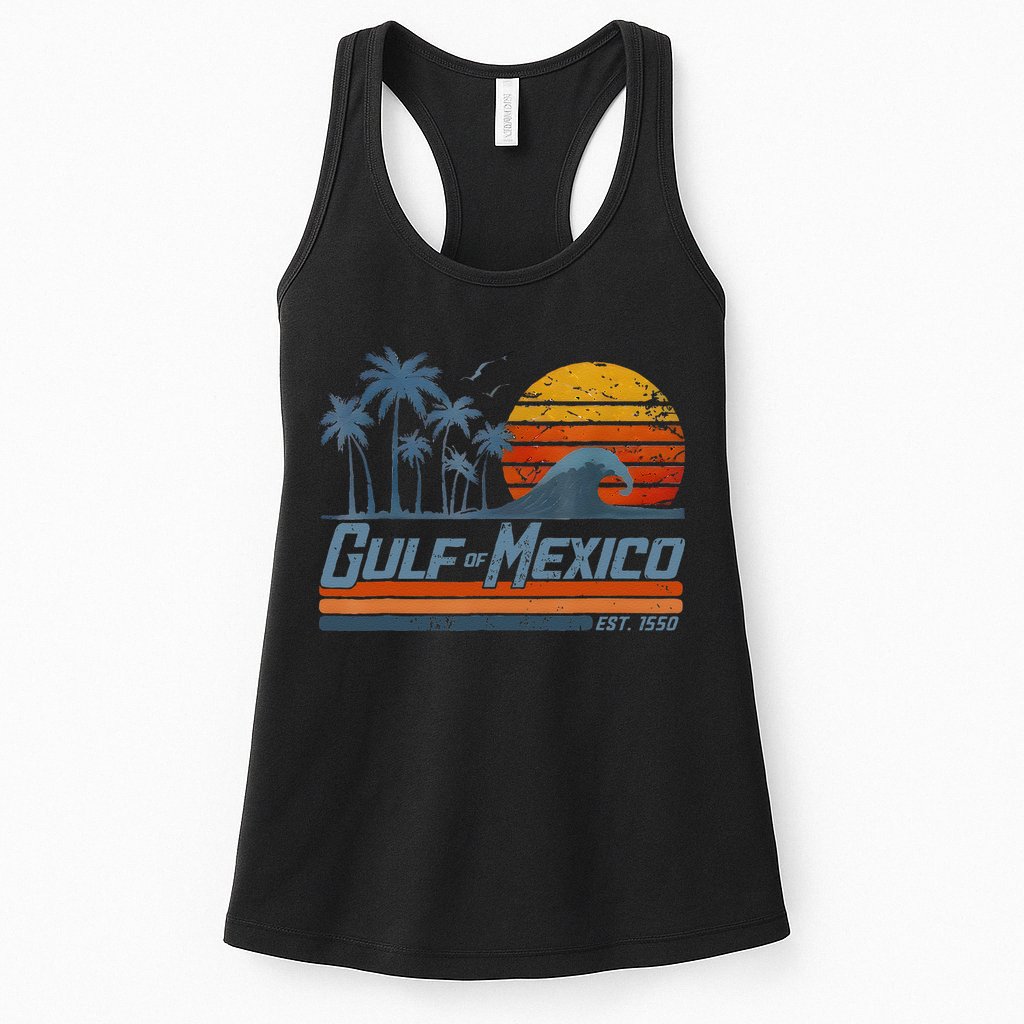 Gulf Of Mexico Est 1550 Retro Vintage Beach Womens Tank Top