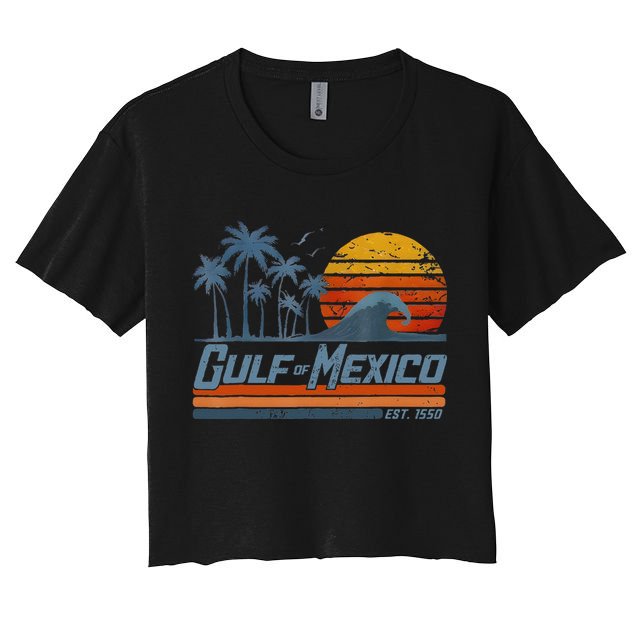 Gulf Of Mexico Est 1550 Retro Vintage Beach Crop Top