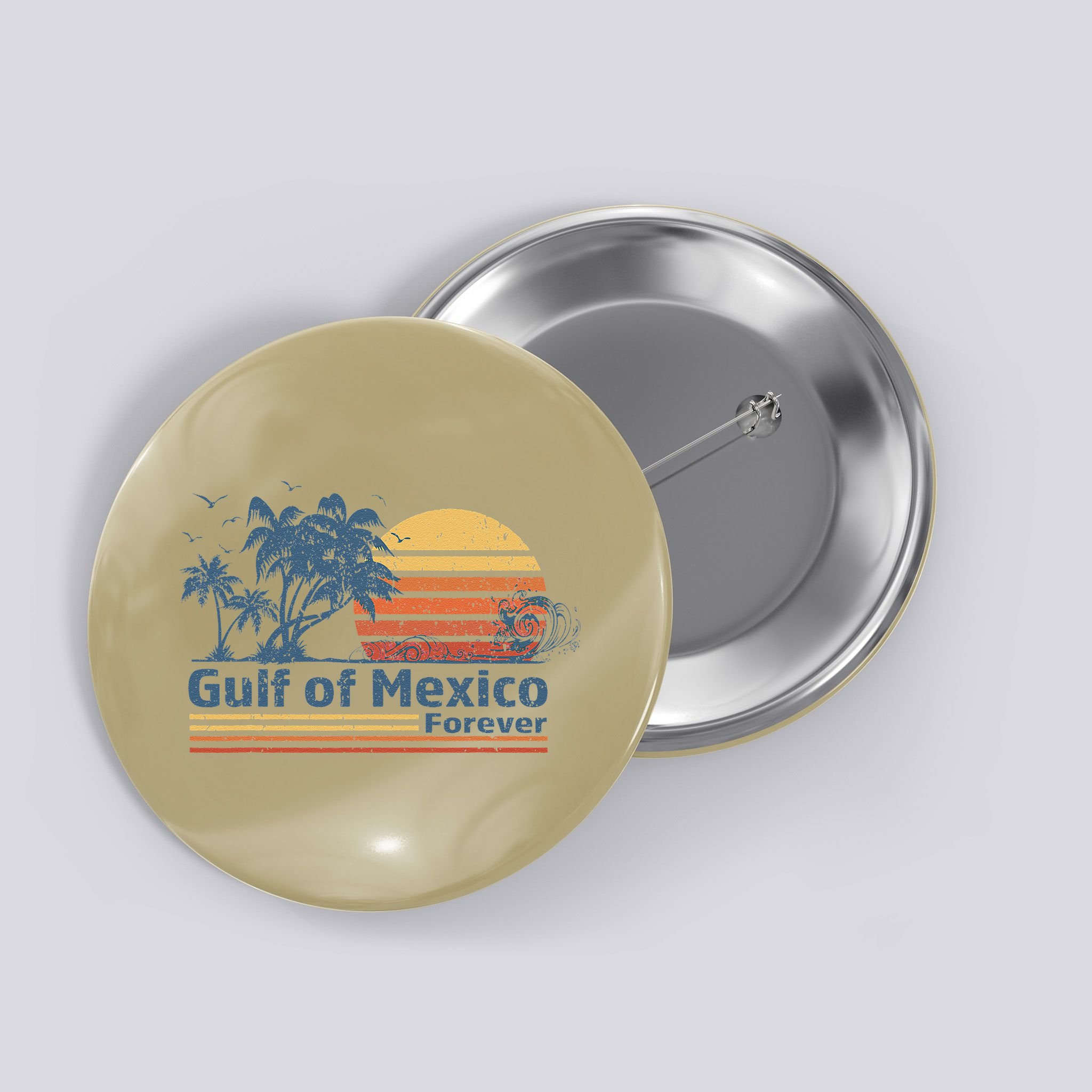 Gulf Of Mexico Forever Vintage Retro Button