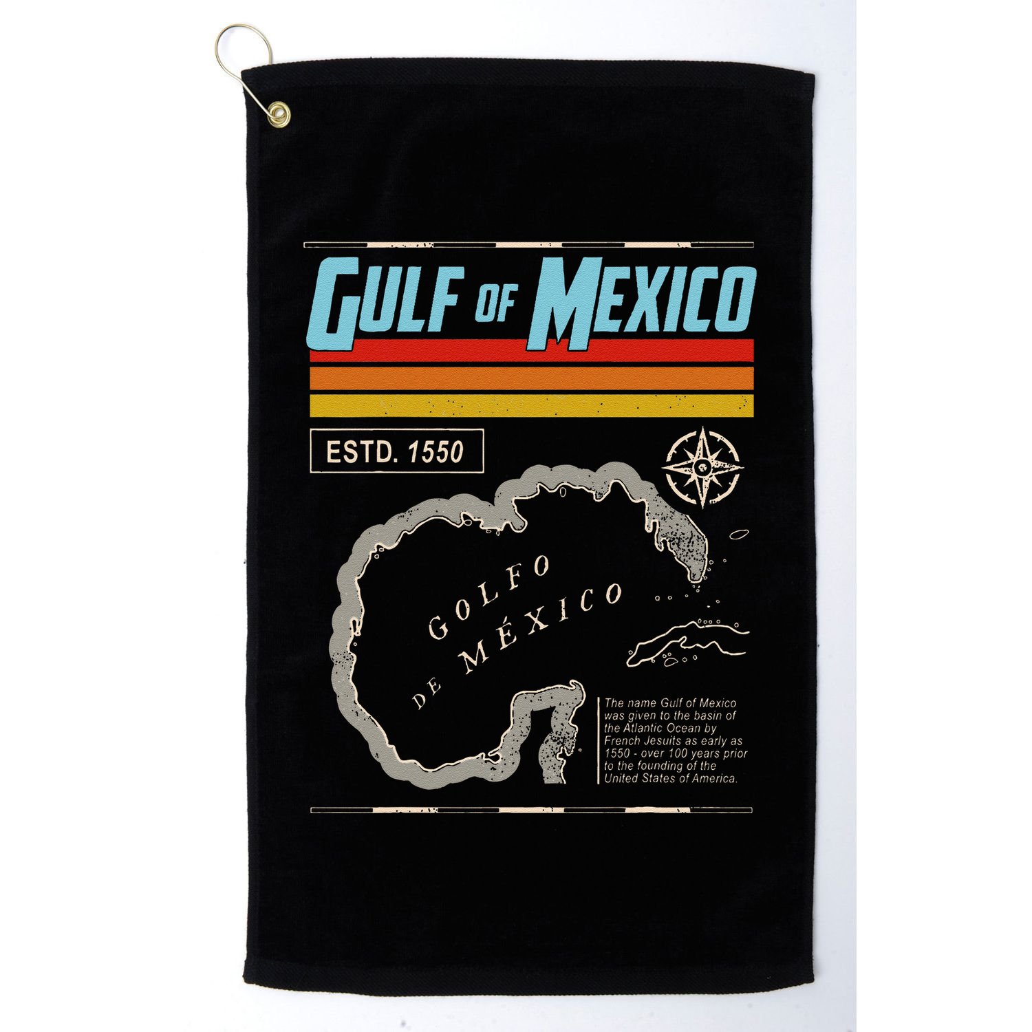 Gulf Of Mexico Est 1550 Historic Map .Png Golf Towel