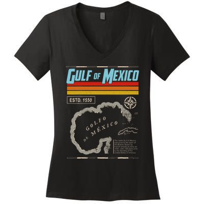Gulf Of Mexico Est 1550 Historic Map .Png Women's V-Neck T-Shirt